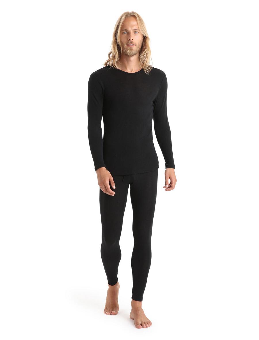 Men's Icebreaker Merino 175 Everyday Thermal Leggings With Fly Base Layers Black | CA 1547EBCX